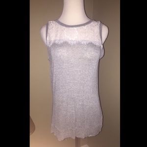 Gray tank with white lace on top!