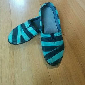 Blue and black striped TOMS