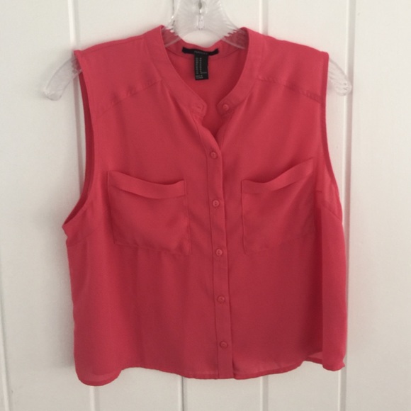 Forever 21 Cropped Pink Button Down - Picture 1 of 4