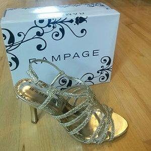 Sparkly gold strappy heels