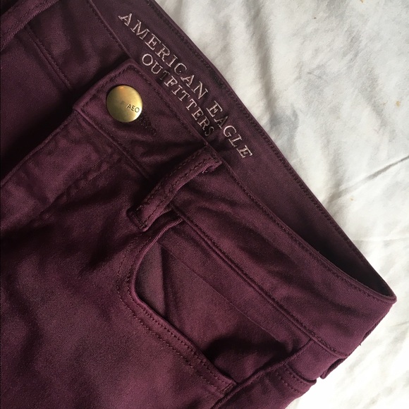 American Eagle maroon high rise jeggings