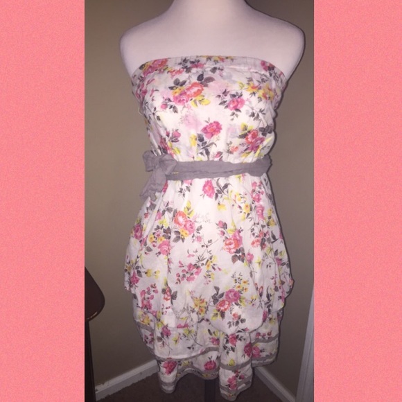 Strapless floral dress