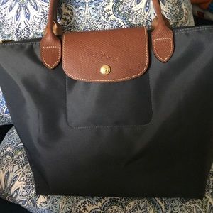 Longchamp Gunmetal Small handbag tote long straps