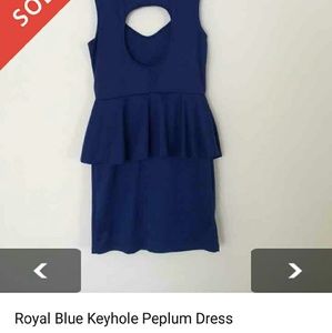 Royal blue keyhole peplum dress