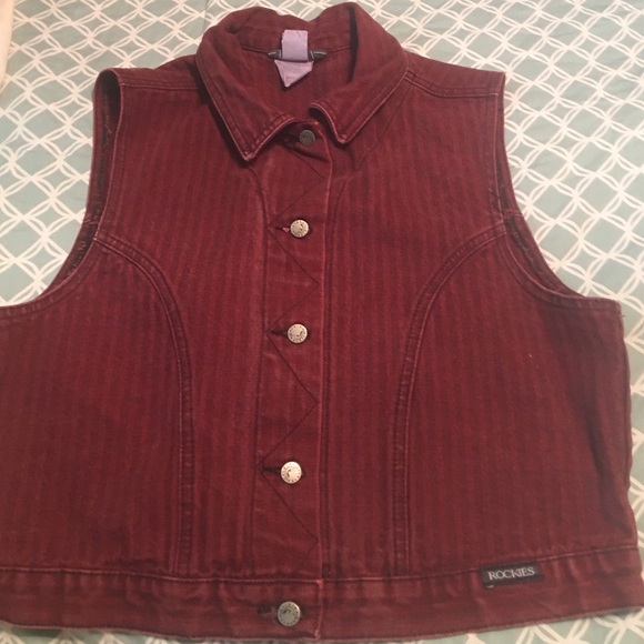 Women's red denim vest
