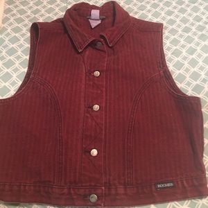 Women's red denim vest