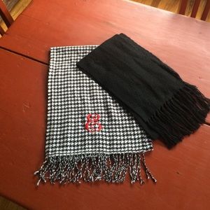 Black/White Scarf with "E" monogram. Black Scarf.