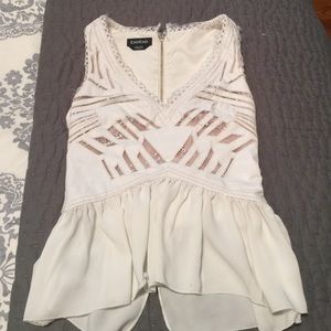 White Bebe top with lace accents