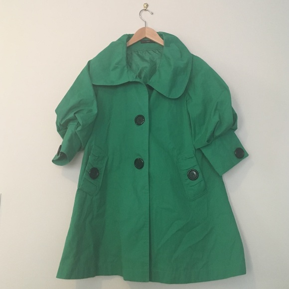 Green oversized trapeze coat
