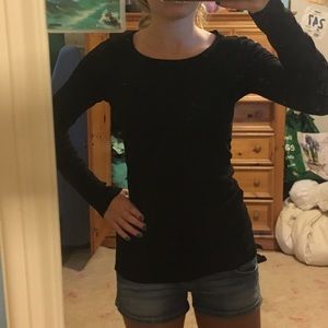 Michael star black scoop neck long sleeve shirt