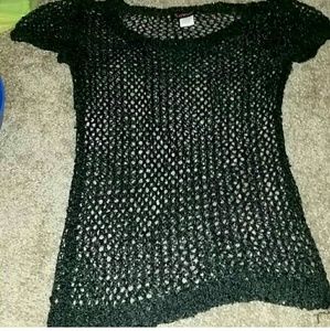 Black fish net top