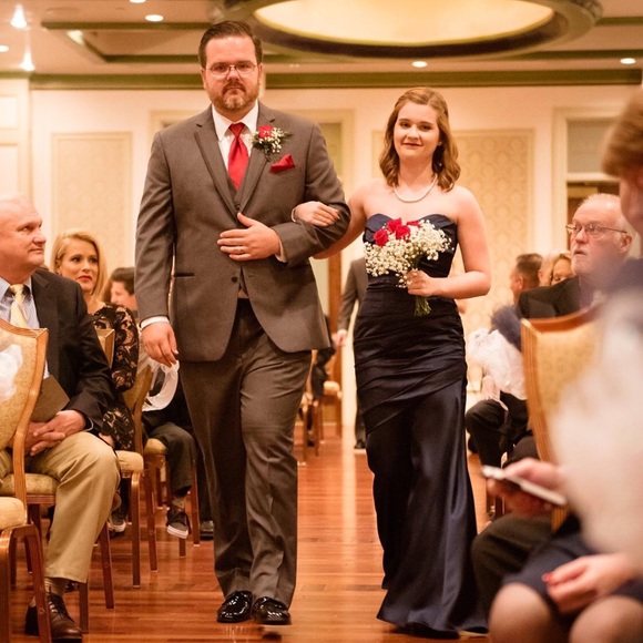 David's Bridal Long Satin Bridesmaids Dress