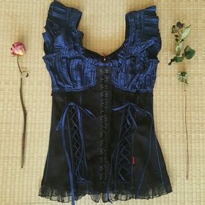 Starlight Blue Lolita Corset Ballet Dirndl Blouse