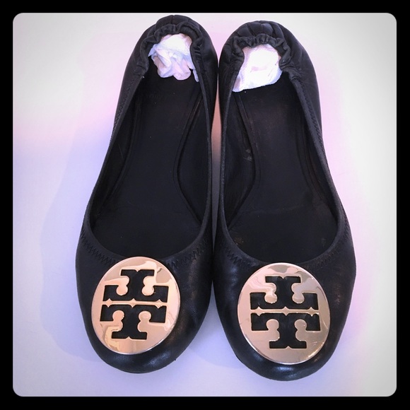 Tory Burch Black/Gold Reva Flats