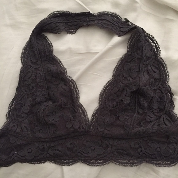 Grey Lace Halter Bra