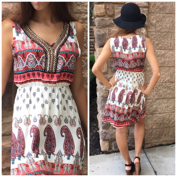 Paisley Print Tank Dress - Picture 2 of 3