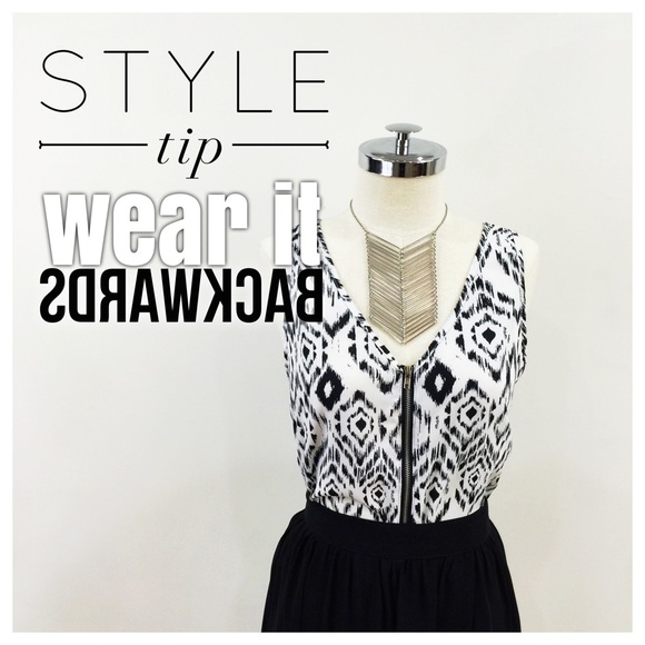 Lush Tops - •LUSH• b&w ikat print tank with visible zip back