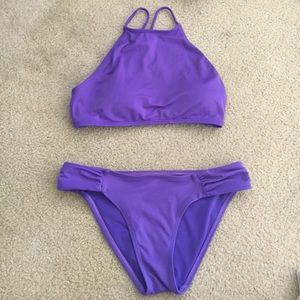 purple halter top bikini set