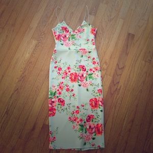 ASOS deep plunge rose midi dress