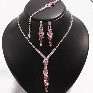 Necklace earring bracelet rhinestone set