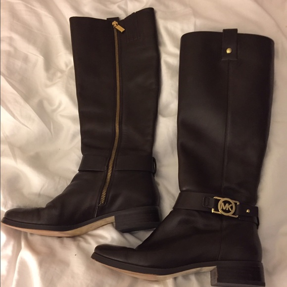 Michael Kors MK charm riding boots chocolate brown - Picture 2 of 4