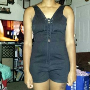 (SOLD) Wet Seal Ponte Lace Up Romper