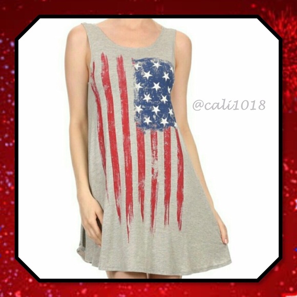 🆕Black & Gray Graphic Dress/Coverup American Flag - Picture 2 of 3