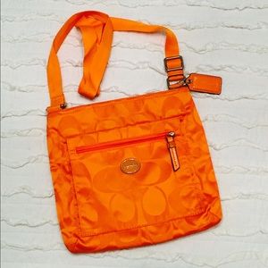 Orange Coach Crossbody File Bag