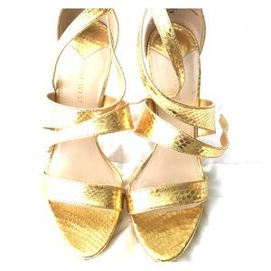 Nine West - gold strappy heels
