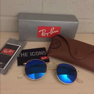 Rayban RB3447 Round Metal Blue Flash 112/17 50-21