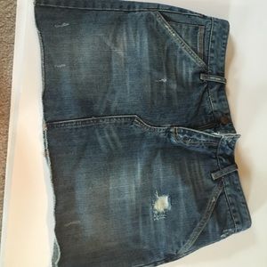 Express distressed denim skirt