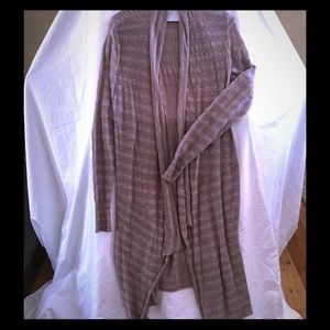 Free People tan, knit, long, open front cardigan