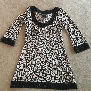 Black n white mixed print dress