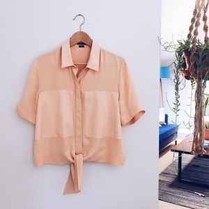 THEORY // gorgeous silk blouse in petal pink