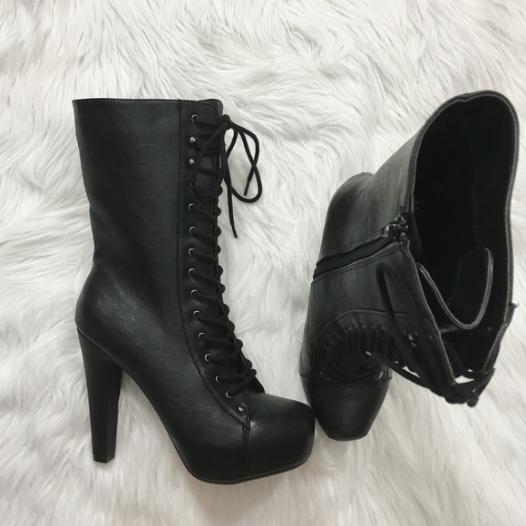 LAST ONE - Black Combat Boots - Picture 2 of 4