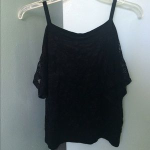 Off shoulder black lace top
