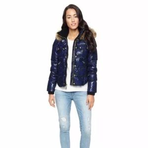 Juicy Couture bonded lace puffer fur jacket!