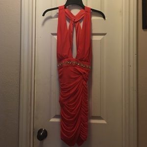 Bebe cross back deep v dress