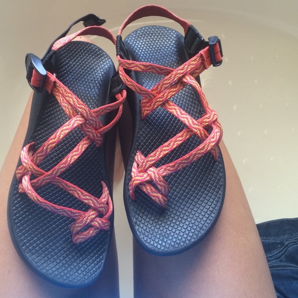 Orange chacos size 8