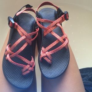 Orange chacos size 8