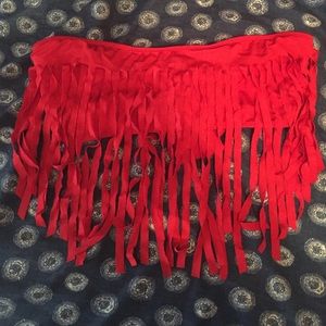 Red fringe bikini top