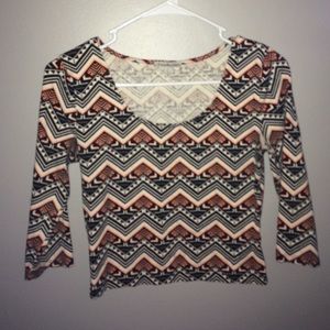 Aztec Medium Sleeved Crop Top