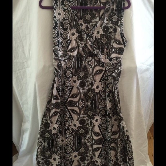 Prana black floral, sleeveless, midi dress
