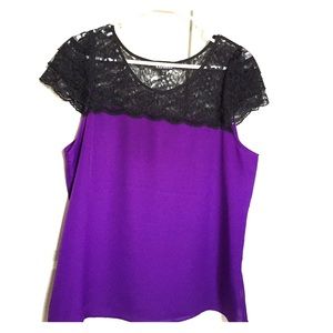 Purple with black lace on top EXPRESS top