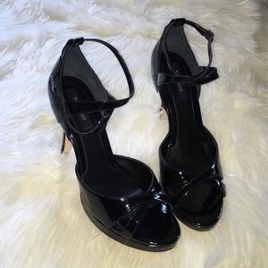 BHWM Black Patent Leather Strappy Heel
