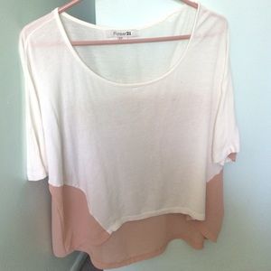 White and peach sheer boxy top