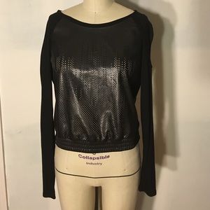 C&C California Long Sleeve Vegan Leather Top