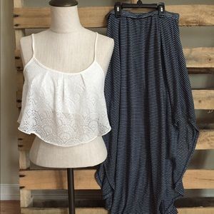 Navy Striped Maxi Skirt