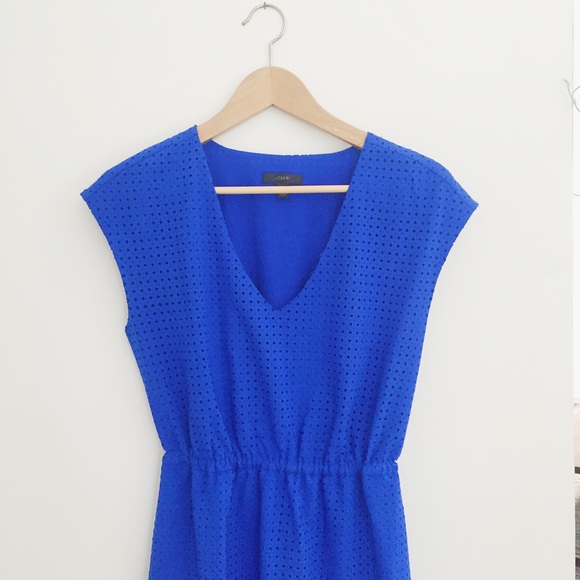 J. CREW // cobalt eyelet dress