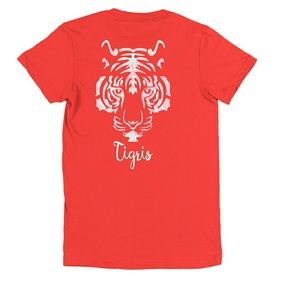 Red floral print short sleeve tee